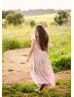Ivory Eyelash Lace Dusty Blush Chiffon Sweet Flower Girl Dress